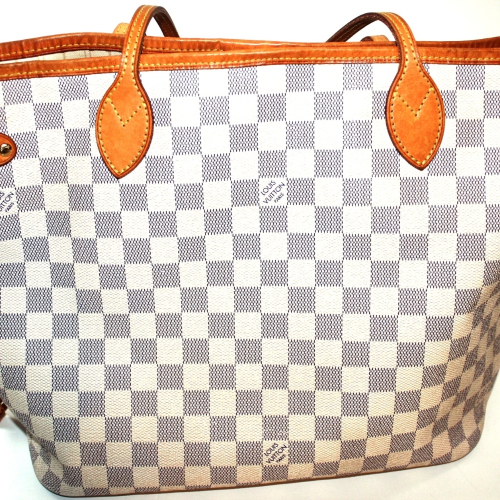 Auth Louis Vuitton Neverfull MM Damier Azur EUC~